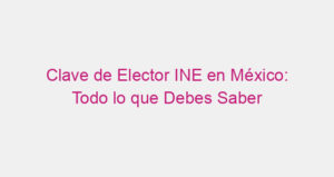 Clave de Elector INE en México: Todo lo que Debes Saber
