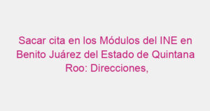 Sacar cita en los Módulos del INE en Benito Juárez del Estado de Quintana Roo: Direcciones, teléfonos y horarios