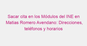 Sacar cita en los Módulos del INE en Matias Romero Avendano: Direcciones, teléfonos y horarios